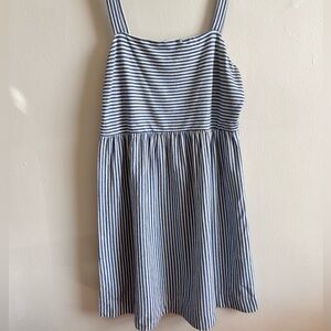 ANN TAYLOR LOFT Navy and White Striped Sundress